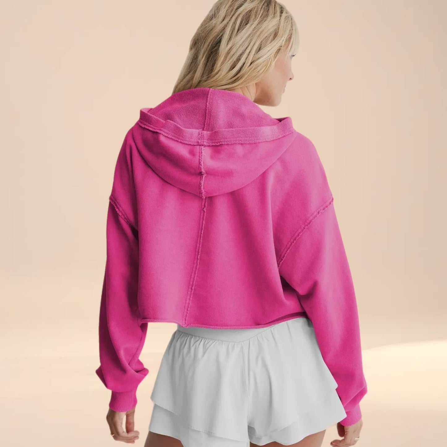 Pop of Pink Cropped Hoodie