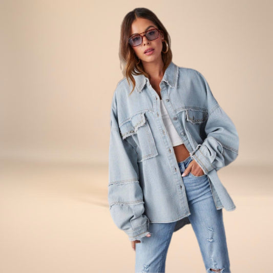 Frayed Denim Button Down