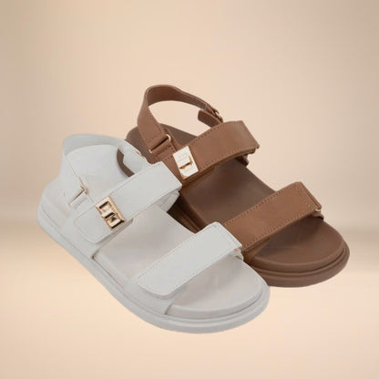 Tan Double Strap Sandals