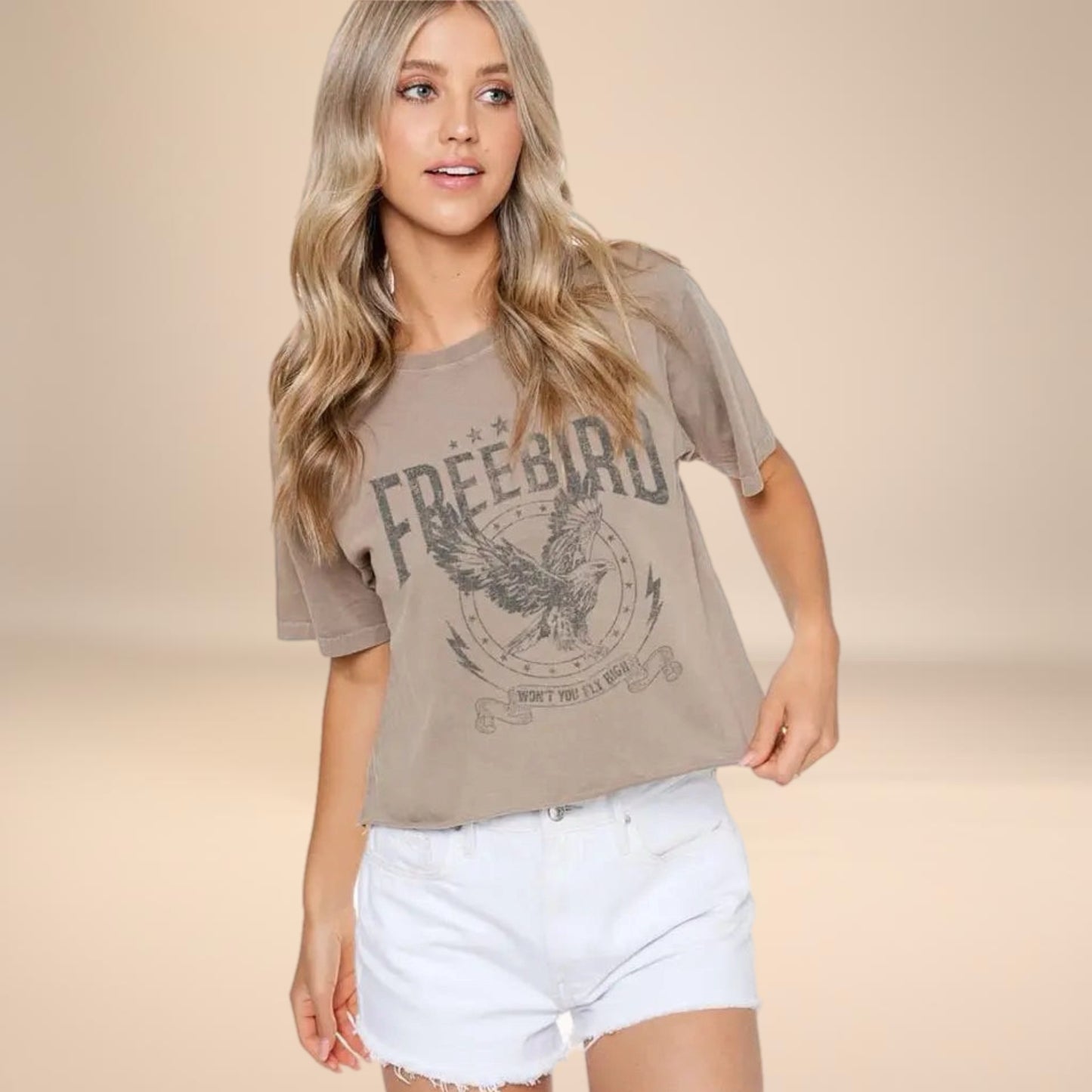 Free Bird Vintage Graphic Crop Tee