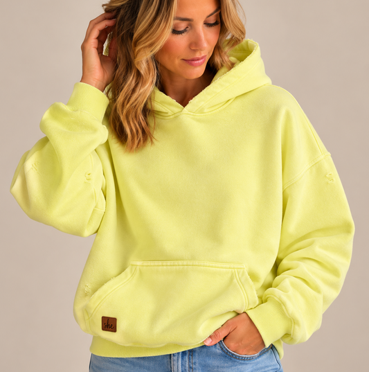 She leather patch hoodie