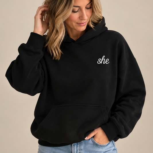 Scripted she hoodie
